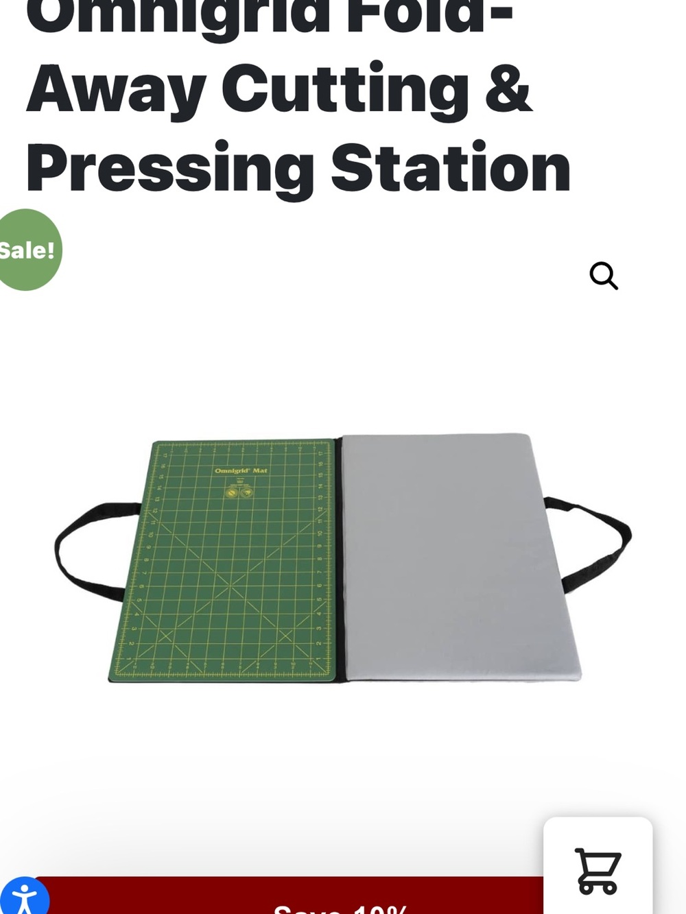 Omnigrid travel folding cutting mat & pressing board 17x12 on each half.